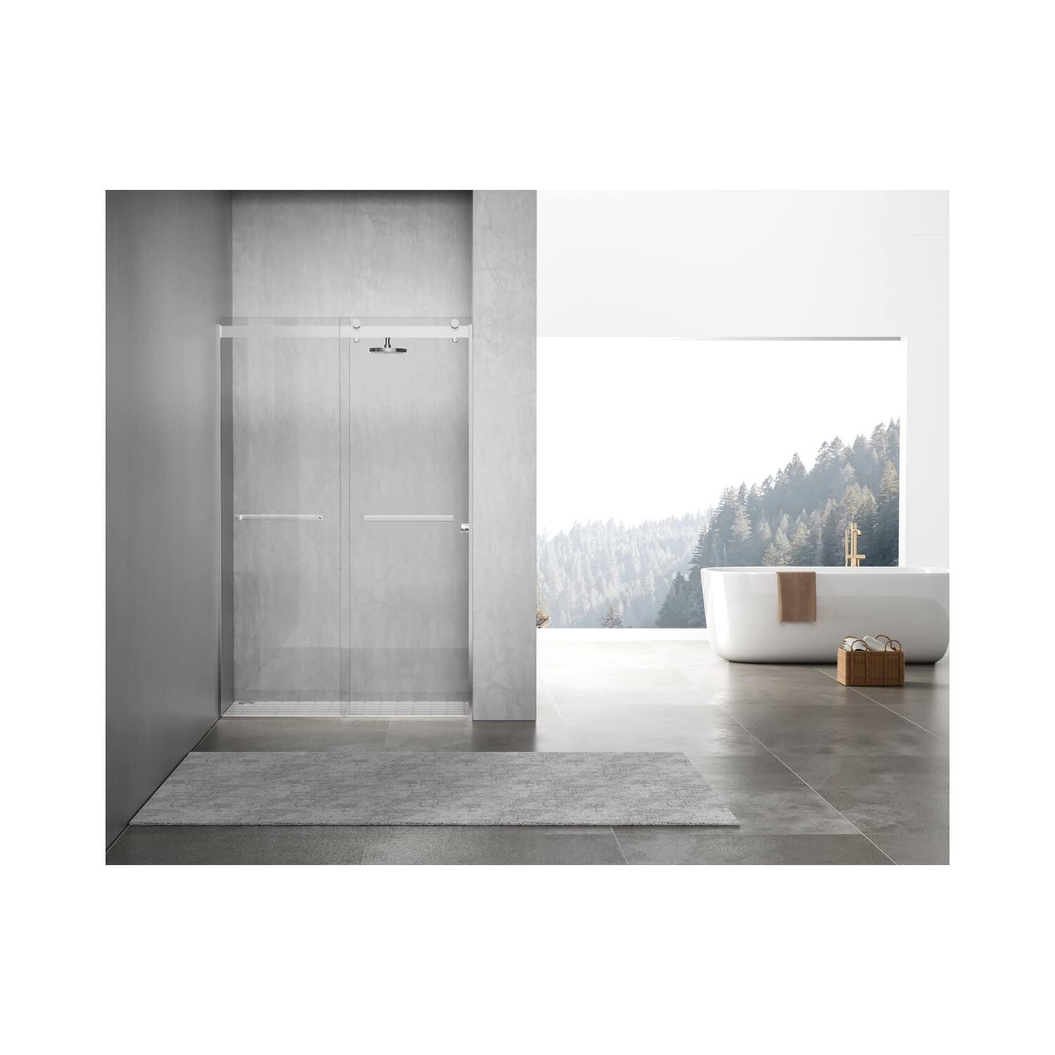 Elegant Kitchen and Bath SD202-4876PCH Frameless Shower Door 48 x 76 Polished Chrome