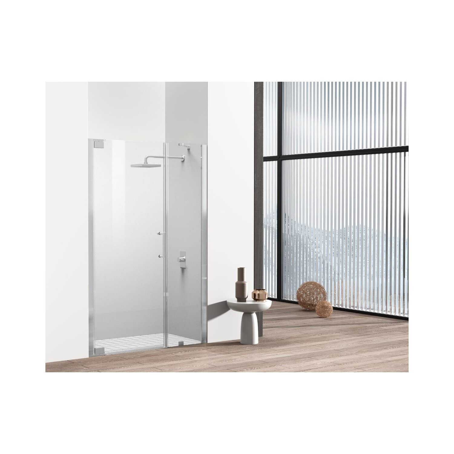 Elegant Kitchen and Bath SD404-4872BNK Semi-Frameless hinged Shower Door 48 x 72 Brushed Nickel