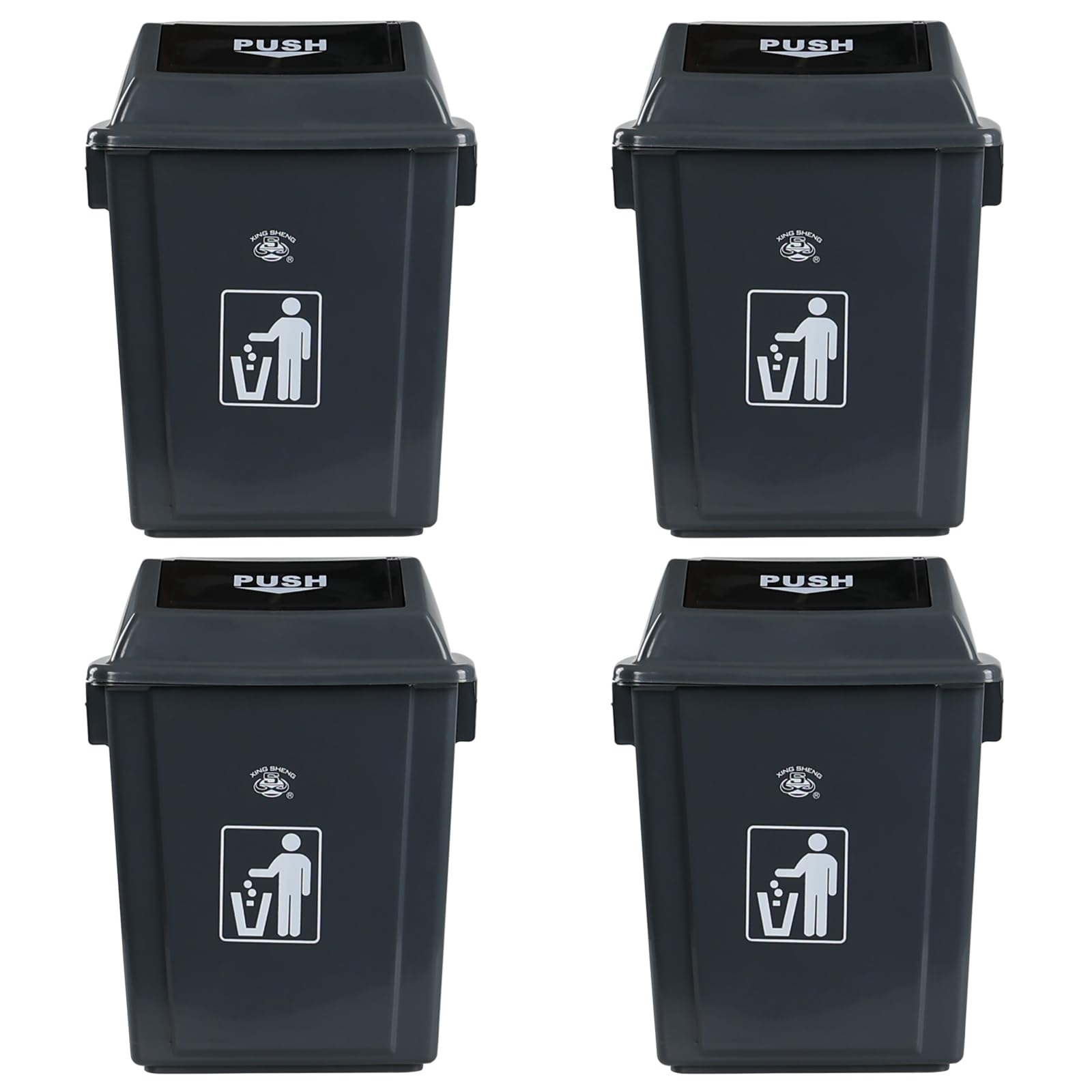 Joyeen 4 Pack 5 Gollons Trash Can with Swing Lid, Plastic Kitchen Garbage Can, Grey