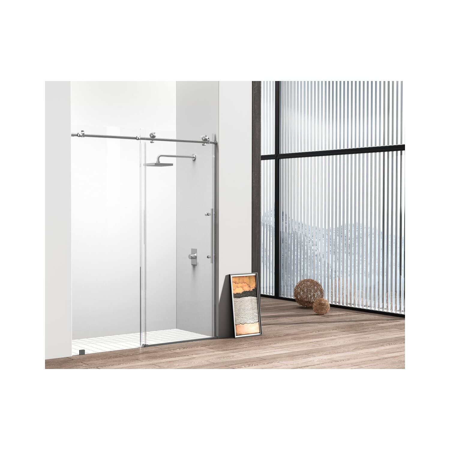 Elegant Kitchen and Bath SD101-6076BNK Frameless Shower Door 60 x 76 Brushed Nickel