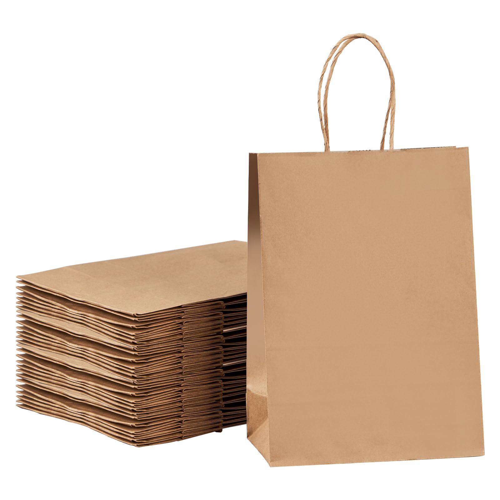 YEEHAW Brown Paper Bags with Handles Bulk 8"x4.5"x10.8" 100Pcs Gift Bags Medium Size, Brown Gift Bags with Handles, Gift Bags Bulk, Retail Bags, Party Bags, Shopping Bags, Merchandise Bags