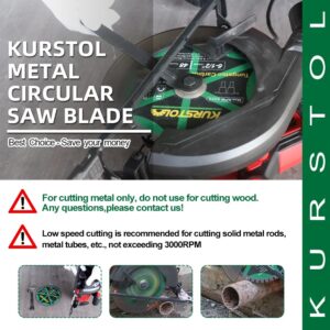 KURSTOL Metal Circular Saw Blade - 7-1/4" TCT Cutting Blade 48T Tungsten Carbide Tipped Blade Arbor 15.87mm for Steel, Stainless Steel, Nickel, Titanium, Ferrous Metals, Steel Pipe