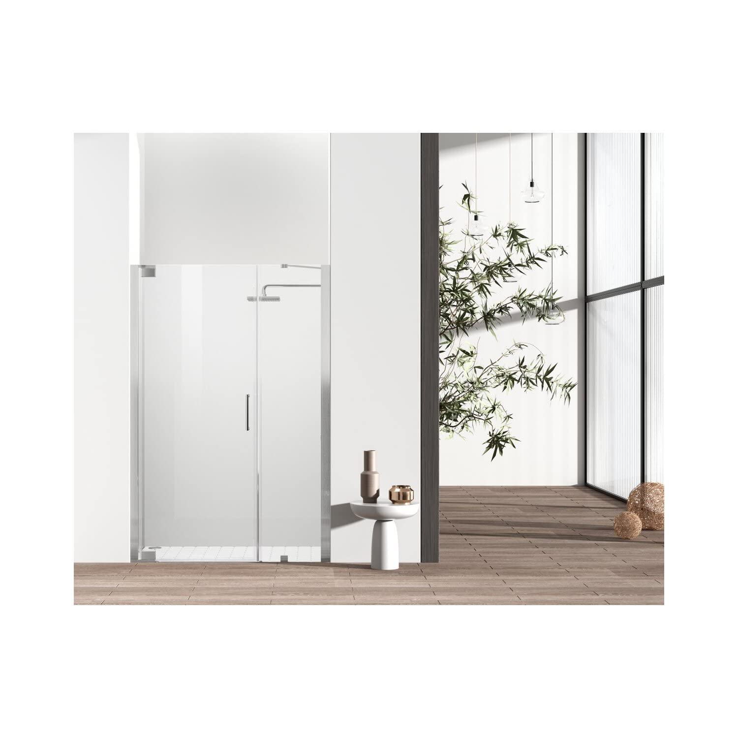 Elegant Kitchen and Bath SD404-4872BNK Semi-Frameless hinged Shower Door 48 x 72 Brushed Nickel