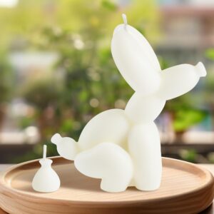 6sisc 2Pcs Pooping Balloon Dog Shaped Scented Candle Funny Handmade Gift Danish Pastel Home Aesthetic Decor Natural Soy Wax Candle Pine Fragrance Aromatherapy for Room Bedroom Milky 3.9 x 4.1 in