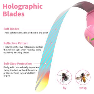 Fly Fans for Tables, Stretchable Fly Repellent Fans Indoor Outdoor Doughnut Food Fans Keep Flies Away, Portable Table Top Fly Spinner with Holographic Blades, Bug Fans for Picnic, Party, BBQ