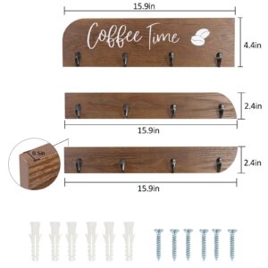 EMAISON Coffee Hooks Coat Rack with 6 Mug Holders, Vintage Style, Rustic Wood, for Entryway, Living Room, Kitchen, Bathroom, Office, Hallway