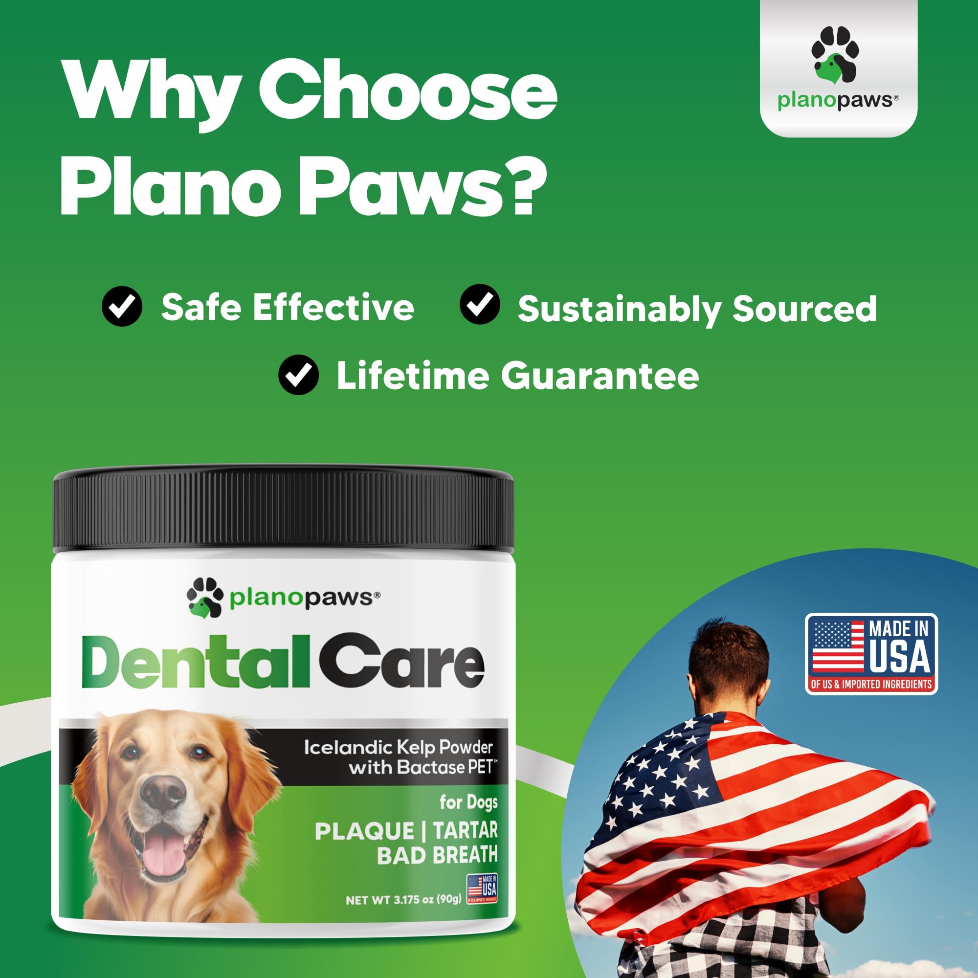 Dog Teeth Cleaning Powder - Dog Plaque and Tartar Remover - Dental Powder for Dogs Teeth with Bactase PET - Dog Breath Freshener to Help Overall Dog Dental Care - Ideal for Mouth, Teeth and Gum Health