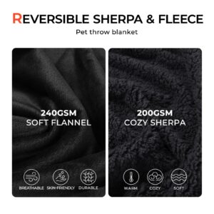 LINENLUX Large Dog Blankets Waterproof Couch Cover for Bed Pet Washable Thickened Furniture Protector Sherpa Fleece Reversible, Black 85" x 57"