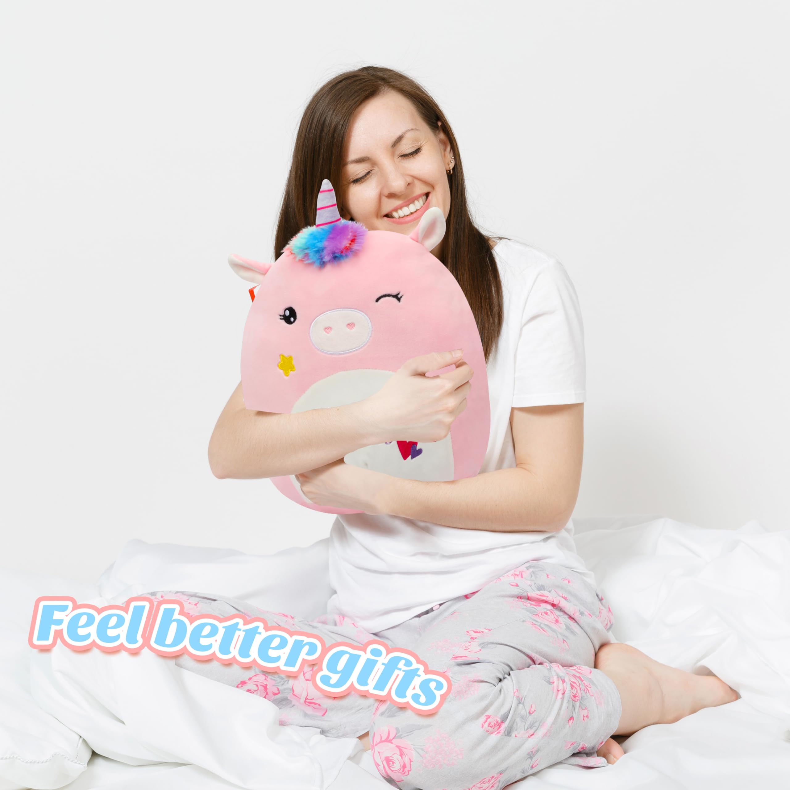 Easfan Get Well Soon Unicorn Plush Pillow Soft Plush Toy Get Well Soon Gifts for Kids Patient Feel Better for Women Throw Pillow Sofa Cushion Home Decoration