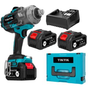 tiktik 2000nm cordless impact gun, 3/4" brushless high torque impact wrench,5500rpm power impact wrenches w/ 2 * 4.0ah battery & fast charger,21v electric impact wrenche for car/truck rv/mower