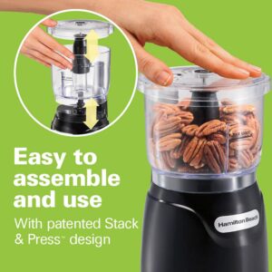 Hamilton Beach Portable Blender for Shakes and Smoothies with 14 Oz & Electric Vegetable Chopper & Mini Food Processor, 3-Cup, 350 Watts, for Dicing, Mincing, and Puree, Black (72850)