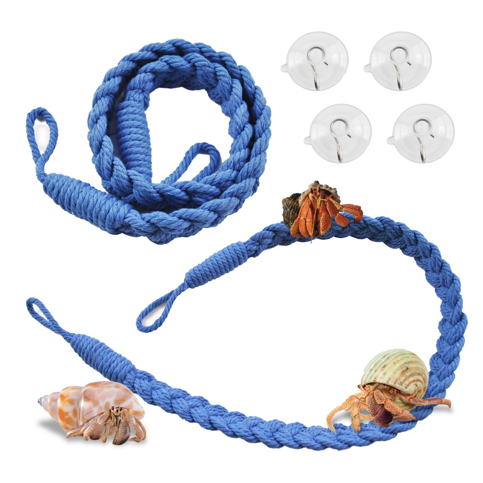 MUYG 2PCS Hermit Crab Climbing Toys,Hermit Crab Rope Ladder Decor Reptile Hanging Vines Toys Hermit Crab Supplies Reptiles Habitat Tank Terrarium Accessories for Lizard Leopard Gecko Tree Frog(Blue)