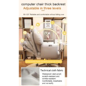 Fabric Office Chair Ergonomic Computer Chair Lumbar Support with Foot Rest Adjustable High Back Gamer Chair for Work or Gamer at Home(50x50x55cm(19x19x21in), White)