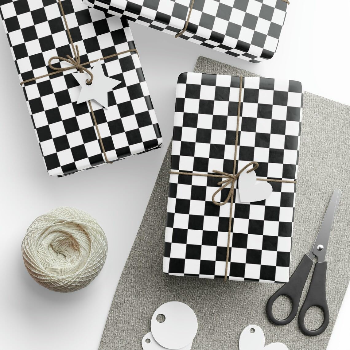 120 Sheets Checkered Tissue Paper Black and White Race Car Party Gift Wrapping Paper Black Plaids Art Tissue Paper for Racing Car Birthday Christmas Party Decorations, 14x20 inch