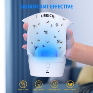 Flying Insect Trap with USB Rechargeable and Portable,Insect Catcher,Indoor Fly Trap with Night UV Light,Fruit Fly Traps for Gnat, Moth, Mosquito, Bug Light Insect Killer (1 Device＋10 Glue Cards)