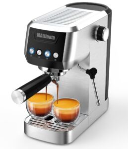 espresso machine 20 bar, espresso maker with milk frother for cappuccino, latte, stainless steel-mattino ultra