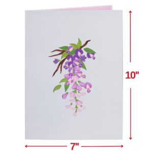 Paper Love 3D Wisteria Tree Pop Up Card, with Detachable Popup Keepsake, Gift For Birthday, Mothers Day, Get Well, Thank You, All Occasion or Just Because - Oversized 10" x 7" Cards - Includes Envelope And Note