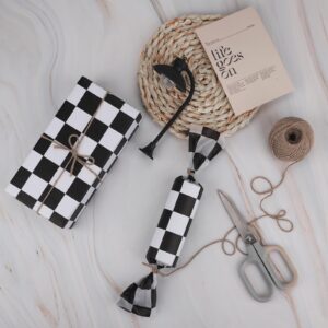 120 Sheets Checkered Tissue Paper Black and White Race Car Party Gift Wrapping Paper Black Plaids Art Tissue Paper for Racing Car Birthday Christmas Party Decorations, 14x20 inch