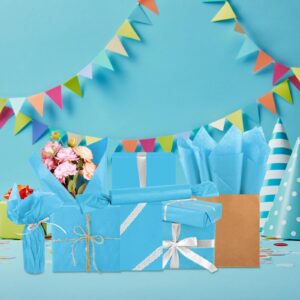 Bouiexye 60 Sheets Baby Blue Tissue Paper Christmas Tissue Paper Bulk Gift Wrapping for DIY Art Craft Floral Birthday Holiday Baby Shower Party （ 20 x 14.5 inches/51x37cm）