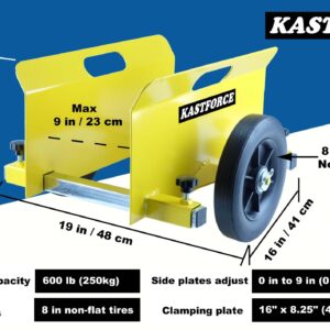 KASTFORCE Panel Dolly, 600 Lbs Capacity, Drywall Mover with 8" Non-Flat Wheels, Adjustable Clamp Panel Cart, Wood Mover, Fence Mover, Door Dolly, Lifting Handles, KF4006