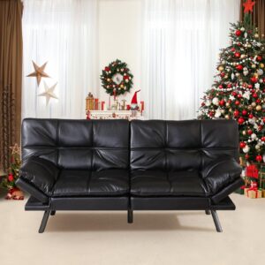 hcore convertible, futon couch bed memory foam loveseat sofas, dark black