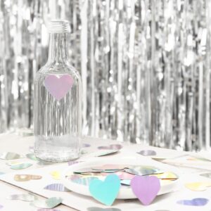 Iridescent-Disco Valentines-Day Party-Decorations Heart Confetti - 300pcs Wedding Birthday Dining Table Centerpiece,Bachelorette Baby Bridal Shower Engagement Holographic Decor Lasting Surprise