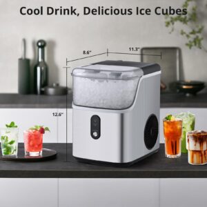 ACONEE Nugget Ice Maker Countertop Machine with Soft Chewable Ice, Crushed Ice Makers with Self-Cleaning, 36Lbs/24Hrs, One-Key Operation, Compact Ice Maker with Ice Scoop/Basket for Home/Kitchen/Bar