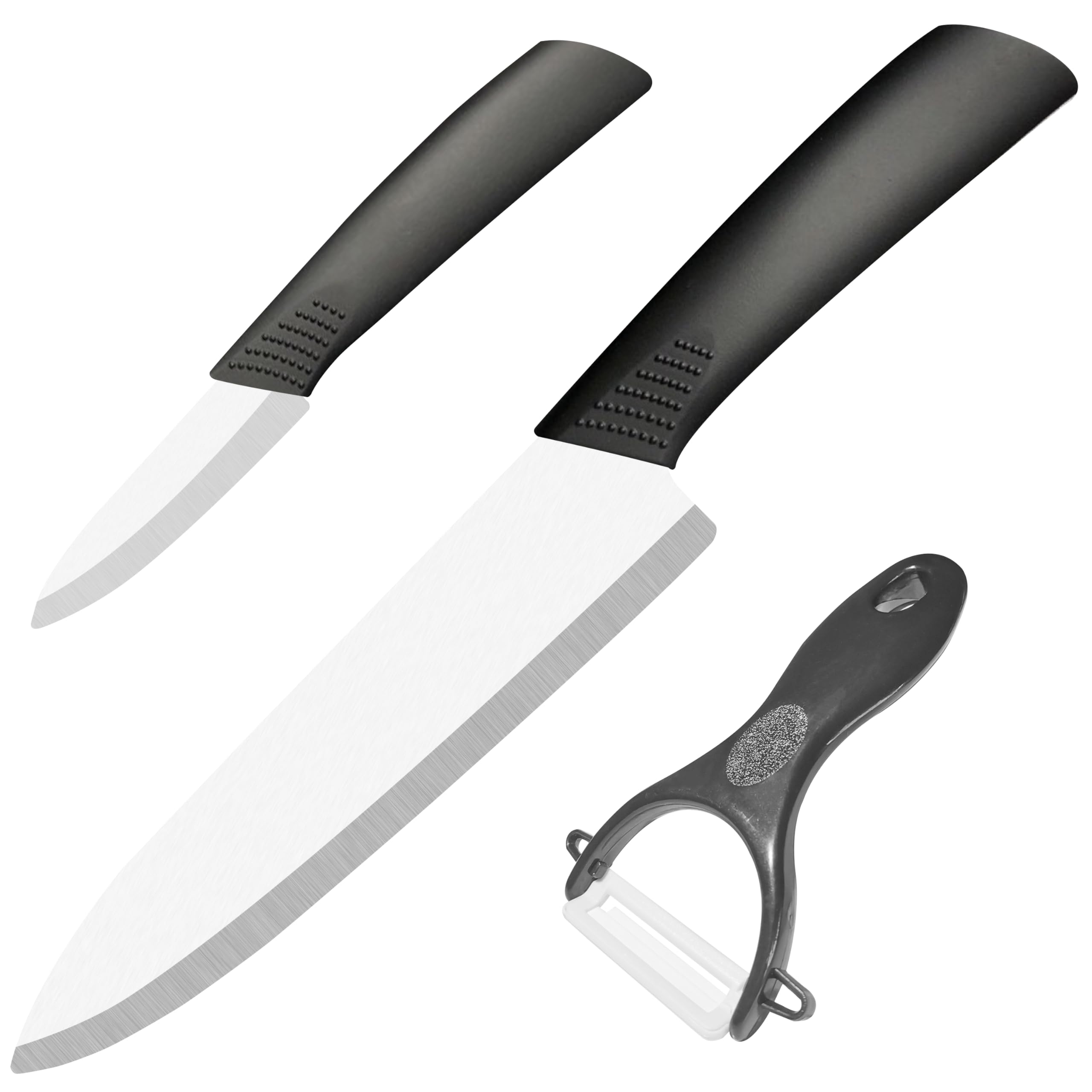 Ceramic Knife and Peeler Set - Ceramic Knives Set for Kitchen - Ceramic Peeler 3" Utility Knife 7" Chef Knife with Sheath Cover