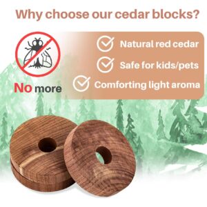 MAQIHAN 24 Cedar Blocks for Clothes Storage - Cedar Chip Closet Drawer Freshener for Dresser Cedar Wood Rings Smell Freshener Bedding Comforter Storage Cedar Scented Drawer Liner Wardrobe Refresher