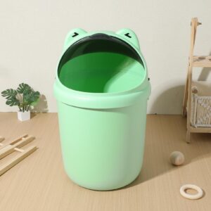 MAGICLULU Cartoon Frog Trash Can with Flip Lid Cute Waste Basket Plastic Garbage Bin Garbage Can Rubbish Pail Toilet Paper Bucket for Bathroom Kitchen Office