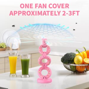 Fly Fans for Tables, Stretchable Fly Repellent Fans Indoor Outdoor Doughnut Food Fans Keep Flies Away, Portable Table Top Fly Spinner with Holographic Blades, Bug Fans for Picnic, Party, BBQ