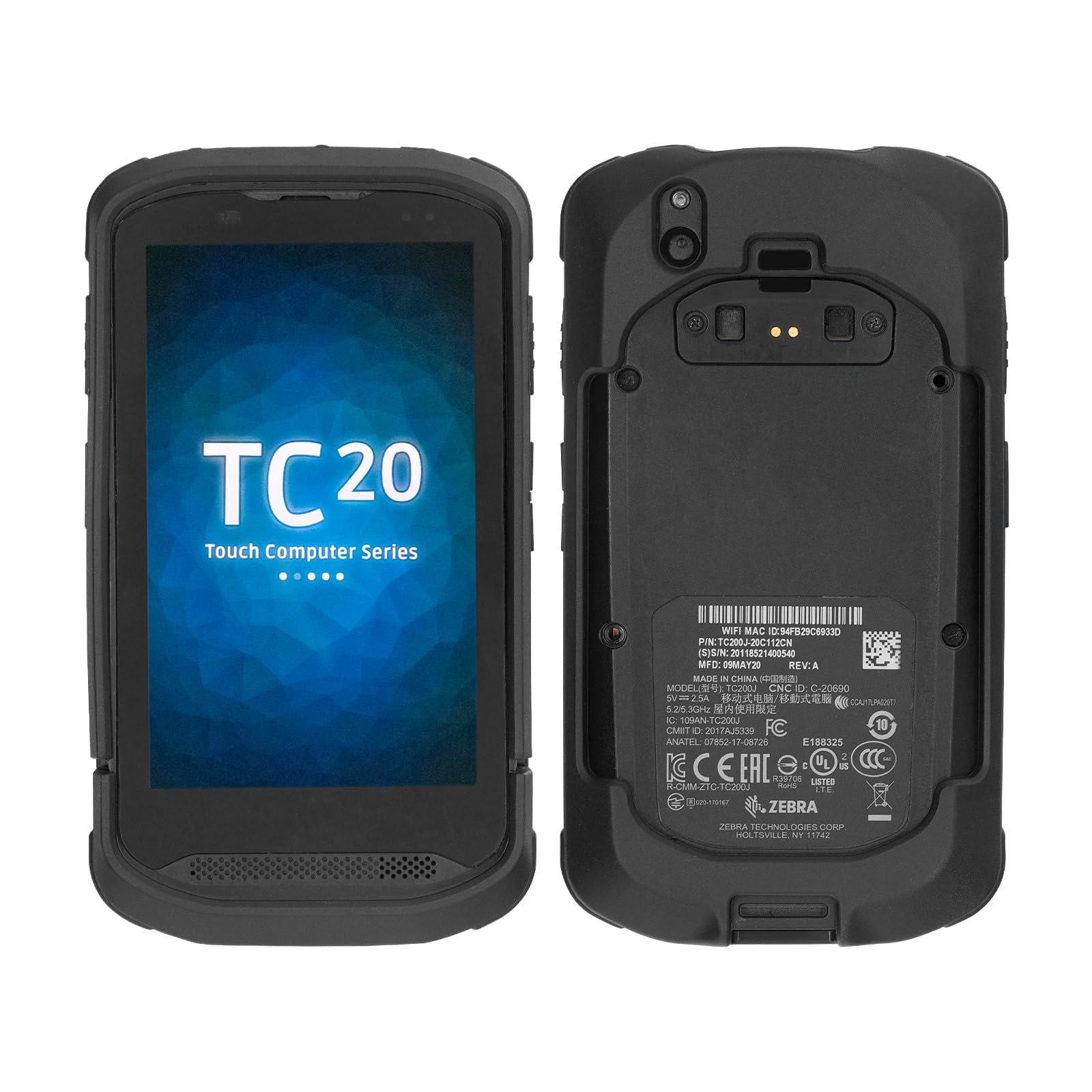 TC20 Protective Bumper Case for Zebra TC20 TC200J TC25 Full Touch Barcode Scanner Mobile Computer, Rugged TPU Rubber Cover Fall-resistant, for Devices without Keyboards