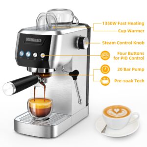 Espresso Machine 20 Bar, Espresso Maker with Milk Frother for Cappuccino, Latte, Stainless Steel-Mattino Ultra