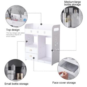 Hesitroad Modern Bathroom Cabinet, Wall Mount Hollow Flower Carved Toilet Storage Shelf Medicine Floor Cabinets Punching Free Cosmetics Organizer for Toilet Kitchen Living Room White