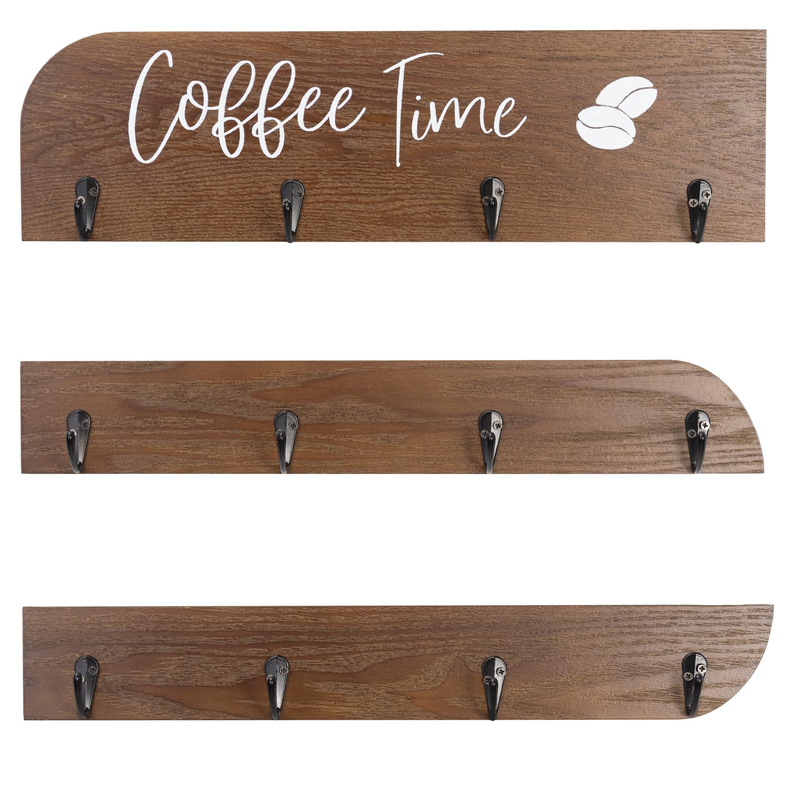 EMAISON Coffee Hooks Coat Rack with 6 Mug Holders, Vintage Style, Rustic Wood, for Entryway, Living Room, Kitchen, Bathroom, Office, Hallway