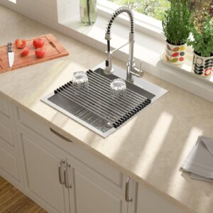 Lordear 18 Drop in Kitchen Sink Topmount Bar Sink 16 Gauge Single Bowl Stainless Steel 18 x18 x9 Inch Bar Sink Kitchen Sinks Outdoor Sink