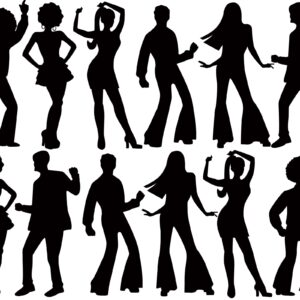 Motiskyy 12 Pcs Disco Dance Silhouettes Cutouts Large Retro Removable PVC Wall Decal Self Adhesive Party Decorations Waterproof Silhouettes PVC Wallpaper (35.43 Inch)