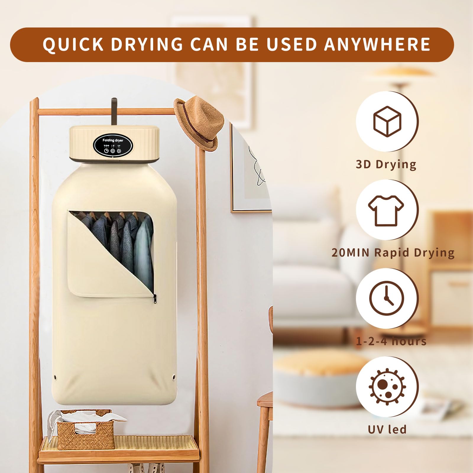 Aikosell Portable Clothes Dryer,Portable Dryer for Laundry with Dry Bag,600W Mini Dryer for Clothes Easy to Use, Compact Apartment For Travel,RV.