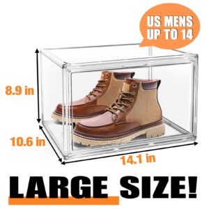 EDS FAM Shoe Boxes Clear Plastic Stackable 14.1 * 10.6 * 9in Acrylic Display Case for Sneakerheads Boot