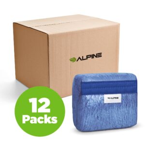 Alpine Industries Cotton Mop Head - Commercial Mop Head Replacement - 32 oz Cotton Blend, 5" Blue Loop End (12 Pack)