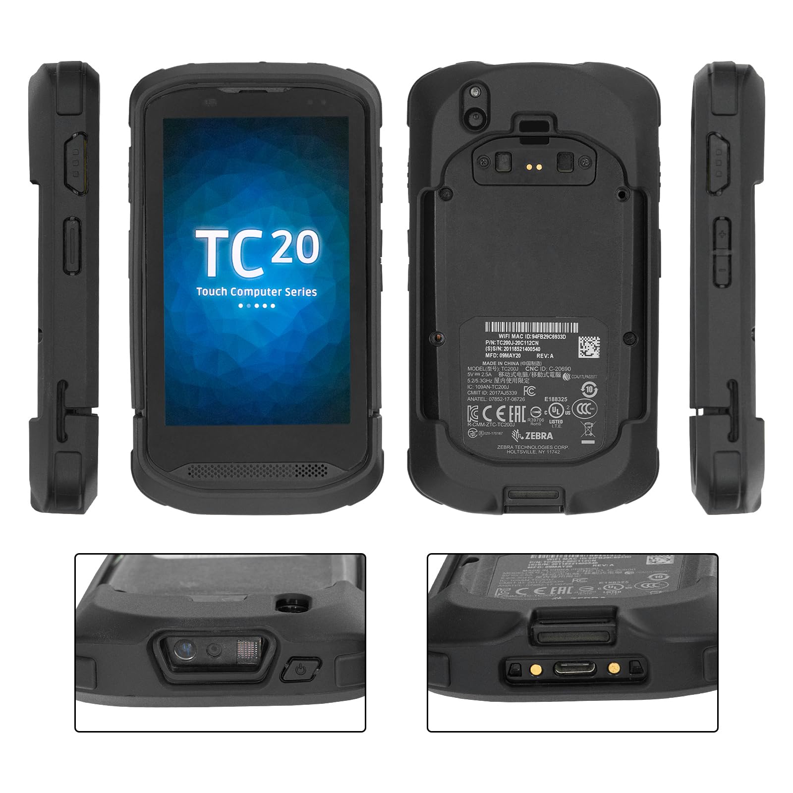 TC20 Protective Bumper Case for Zebra TC20 TC200J TC25 Full Touch Barcode Scanner Mobile Computer, Rugged TPU Rubber Cover Fall-resistant, for Devices without Keyboards