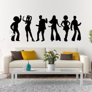 Motiskyy 12 Pcs Disco Dance Silhouettes Cutouts Large Retro Removable PVC Wall Decal Self Adhesive Party Decorations Waterproof Silhouettes PVC Wallpaper (35.43 Inch)