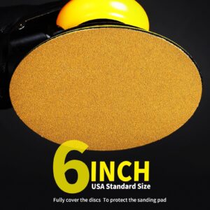 Keeimp 6 Inch Sanding Discs Hook and Loop No Hole, Da Sandpaper for Automotive and Woodworking, 80, 120, 220, 320, 400 Grit, 20 PCS Each Grit(Pack of 100)