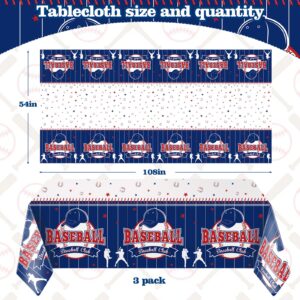 4 Pcs Baseball Party Decorations kit with 3pcs Baseball Theme Tablecloth and 1pc Baseball Banner, Baseball Party Supplies for Kid and Baseball Fans Sports Theme, Birthday Decor