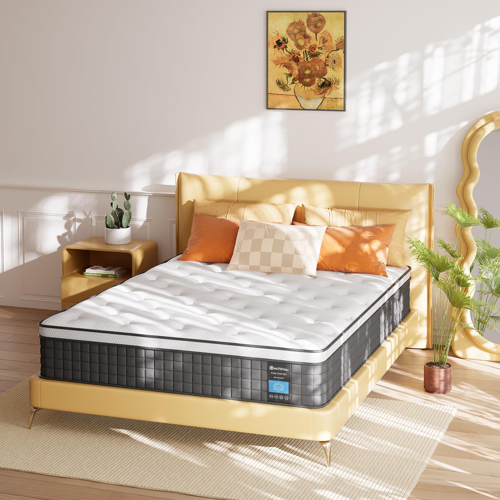 Queen Mattress,10 Inch Queen Size Mattresses, Hybrid Mattress in a Box with Memory Foam and Independent Spring, Soft and Comfortable, Pressure Relief, Cool and Breathable, CertiPUR-US, Medium Firm