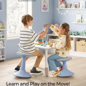 SONGMICS Kids Wobble Chair, Wiggle Stool for Kids Ages 8-12, Comfortable 60D Foam Seat, Breathable Fabric, Anti-Slip Base, 18.1-Inch High, Tool-Free Assembly, Pale Blue and Dove Gray UOSC010Q01