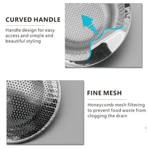 JATYP 2 Pack Kitchen Sink Strainer Stainless Steel with Upgraded Handle, Strainer for Most Sink Strainer Kitchen Drain,Anti-Clogging Drain Basket Collector