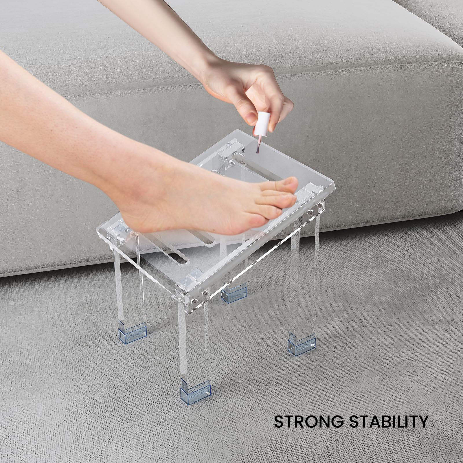 Sumerflos Acrylic Shower Stool for Shaving Legs - Clear Bathroom Shower Foot Rest, Non-Slip Foot Step Stool for Inside Shower & Pedicure for Small Shower Spaces Waterproof Sturdy