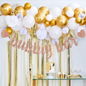 Bubbly Bar Banner, Birthday Wedding Engagement Bridal Shower Bachelorette Champagne Drinks Party Bunting Decorations Supplies Rose Gold Glitter