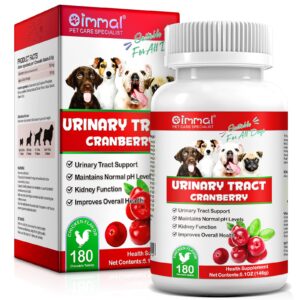 cranberry for dogs - 180 cranberry supplement tablest for dogs supports bladder infection, dog incontinence support, bladder stone and dog uti, pet supplement treats tablets for all breeds dogs & ages